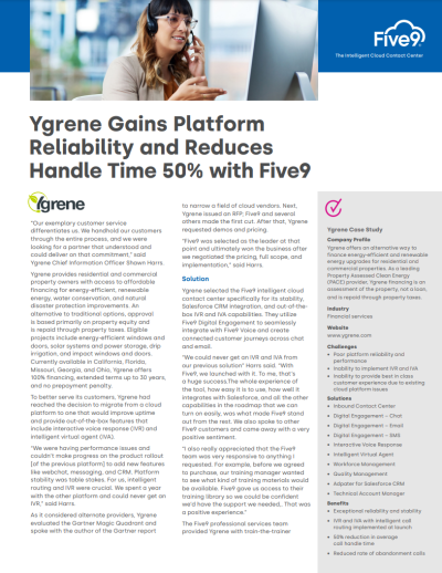 Five9 Contact Center Success Story - Ygrene
