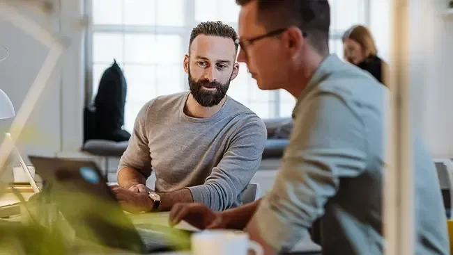 Male looking at laptop