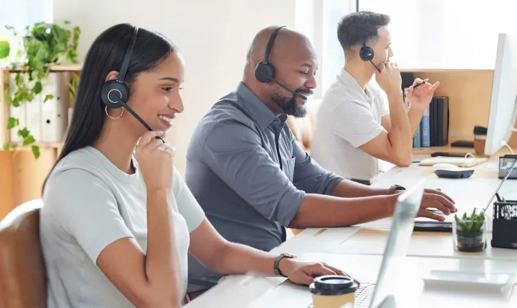 People working in call center