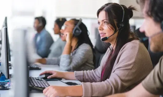 People working in call center