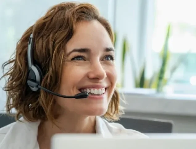 Woman working with headset